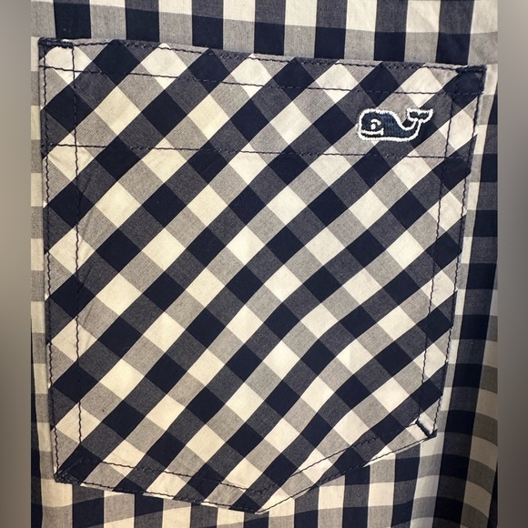 Vineyard Vines Seabreeze Navy/White Gingham Pocket Button Up Size 12 NWOT - Picture 5 of 6